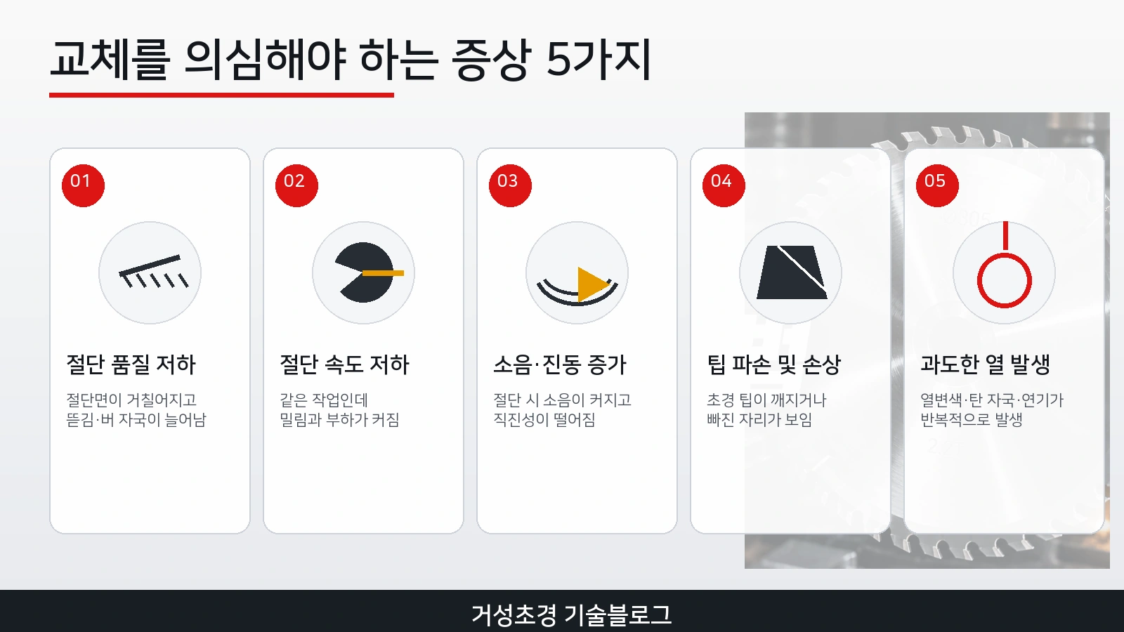 원형톱날 교체를 의심해야 하는 증상 5가지